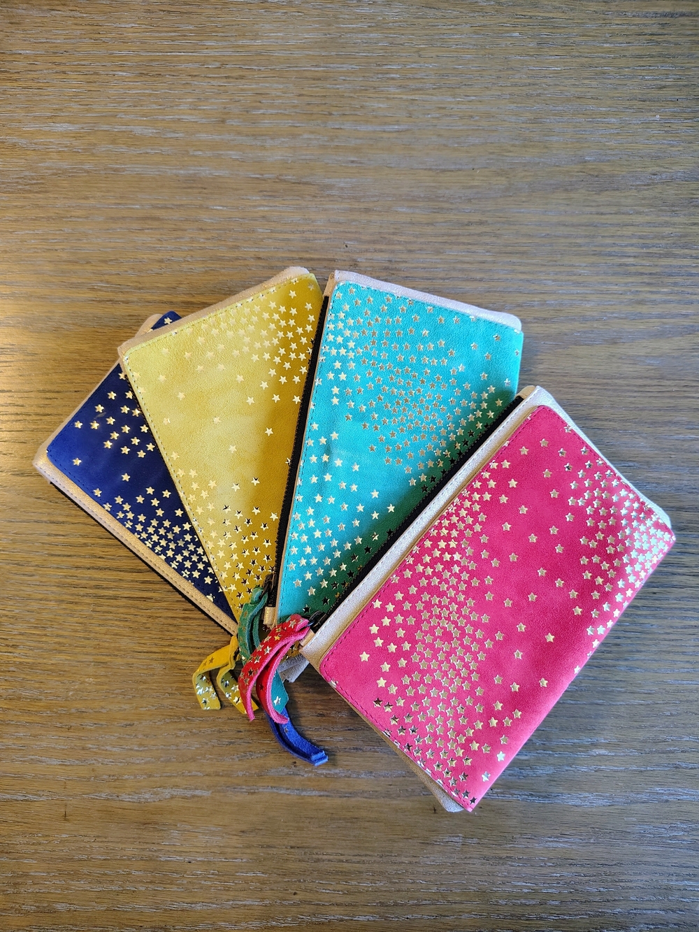 anae rose paris Star Suede Long Zip Wallet Choose 1 Color